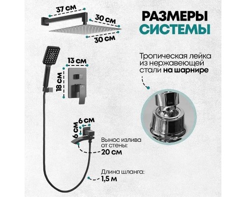 Душевая система Grocenberg GB5007BL Черная матовая