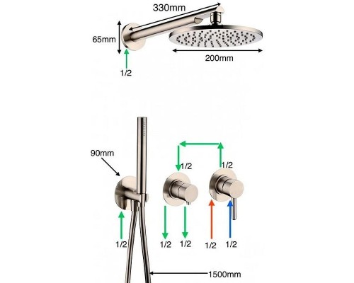 Душевая система Grocenberg GB5090NK Никель