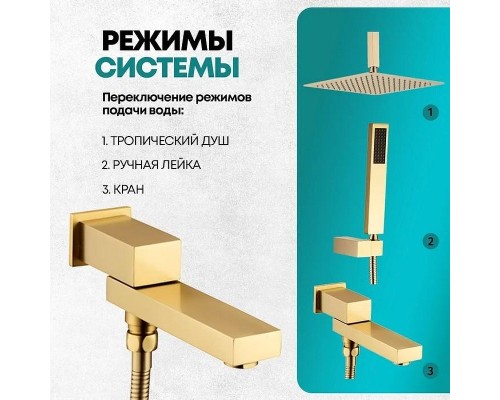 Душевая система Grocenberg GB5089MG-2 Золото матовое