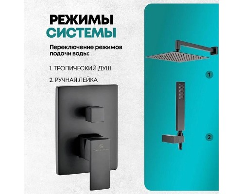 Душевая система Grocenberg GB5089BL-3 Черная матовая