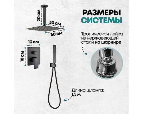 Душевая система Grocenberg GB5089BL-4 Черная матовая