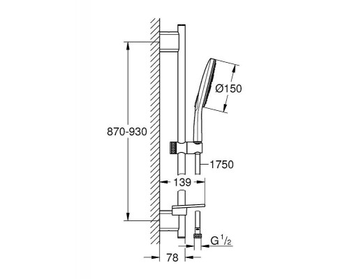 Душевой гарнитур Grohe Rainshower SmartActive 150 26593000 Хром