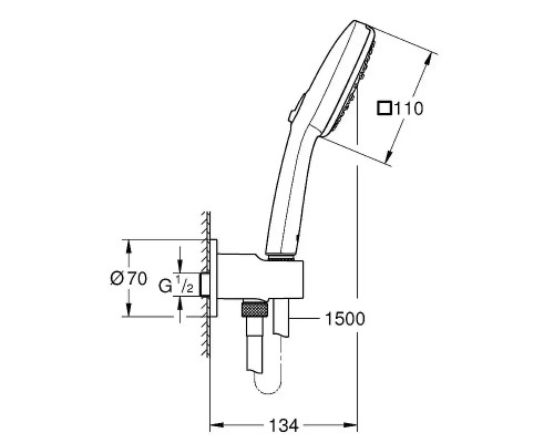 Душевой гарнитур Grohe Tempesta Cube 269102433 цвет Черный матовый