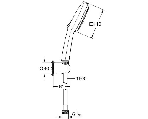 Душевой гарнитур Grohe Tempesta Cube 275882433 цвет Черный матовый