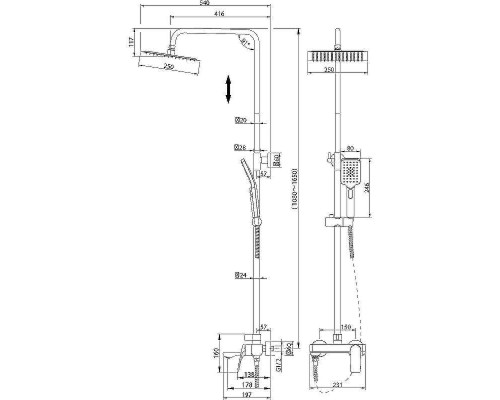 Душевая система Grossman Cosmo 500.K35.02.210 Черная матовая