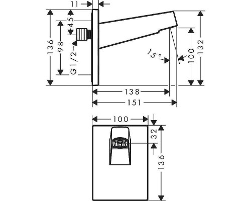 Кронштейн для верхнего душа Hansgrohe Pulsify 24149670 Черный матовый