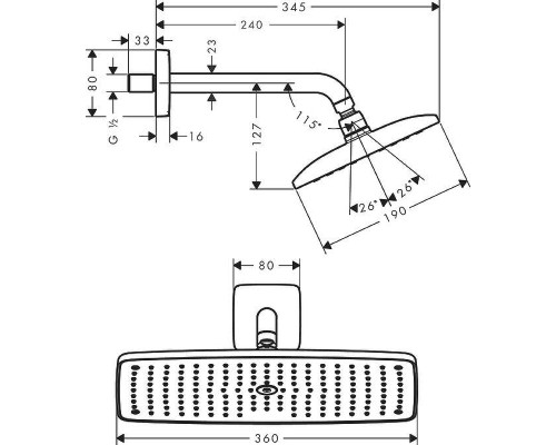 Верхний душ Hansgrohe Raindance Е 36 27371000 Хром