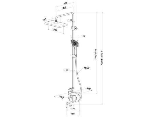 Душевая система Iddis Parker PARBL3Fi06 Черная матовая