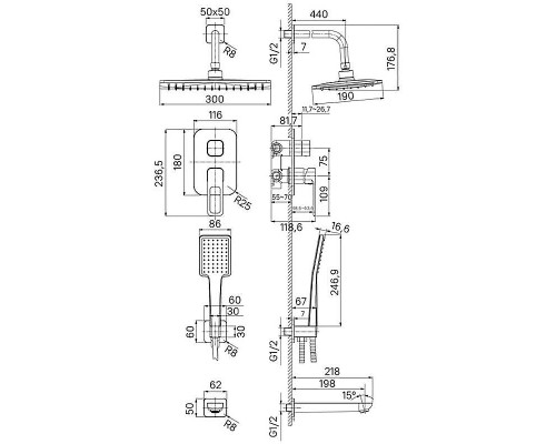 Душевая система Iddis Slide SLISB03i68 Хром