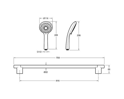 Душевой гарнитур Jacob Delafon Awaken E99899RU-CP Хром