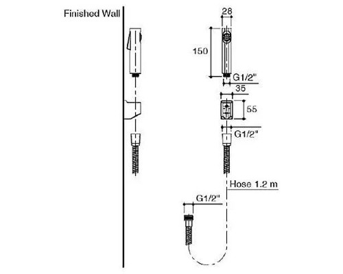 Гигиенический душ Jacob Delafon Cuff E98100-CP Хром