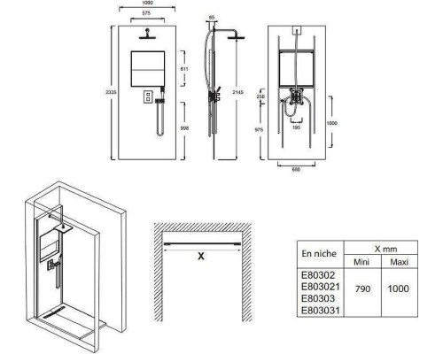 Душевая панель Jacob Delafon Ecrin E803031-D37 с термостатом цвет Бежевый