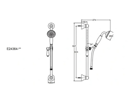 Душевой гарнитур Jacob Delafon Louise E24364-BCN цвет Золото матовое