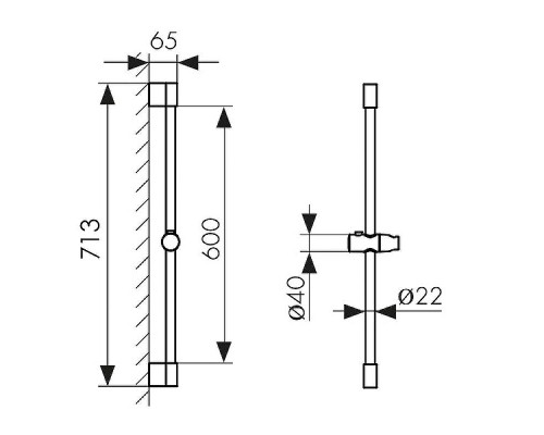 Душевая штанга Kaiser R-1140 цвет Черный матовый