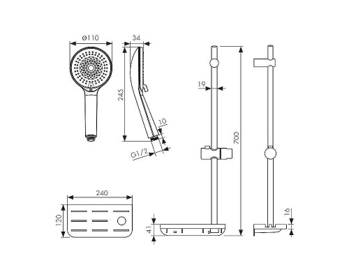 Душевой гарнитур Kaiser R-1110 цвет Хром