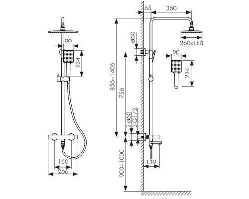Душевая система Kaiser Cube 01582 цвет Хром