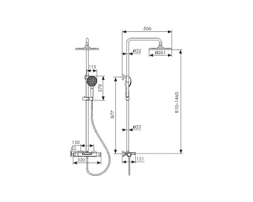 Душевая система Kaiser Quadris 25282 с термостатом цвет Хром