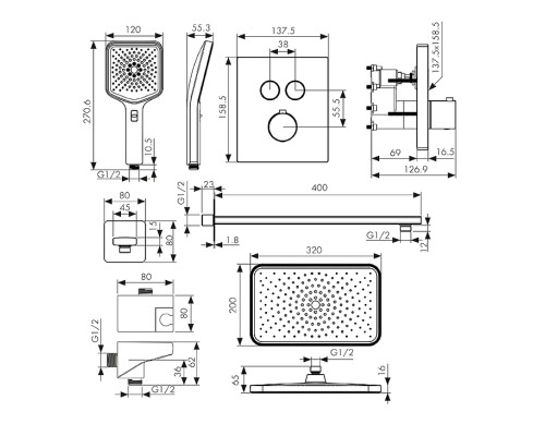 Душевая система Kaiser Sano 08477-3 с термостатом цвет Шлифованное золото