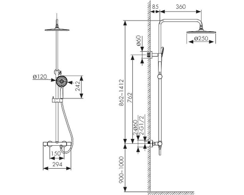 Душевая система Kaiser Serio 05577 с термостатом цвет Хром