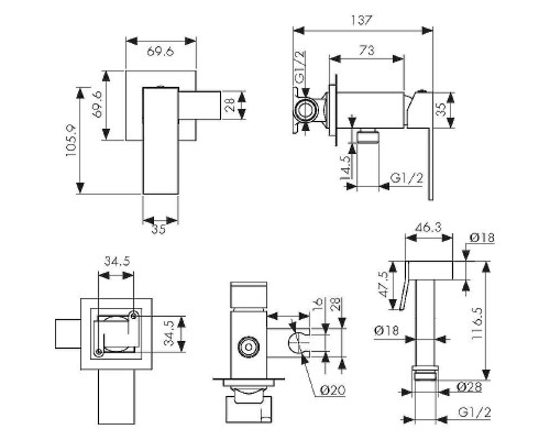 Гигиенический душ со смесителем Kaiser Sonat 34777 Хром