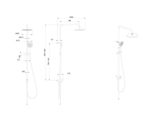 Душевая система Kerama Marazzi Fonte FO.101.KM.BLK.M Черная матовая