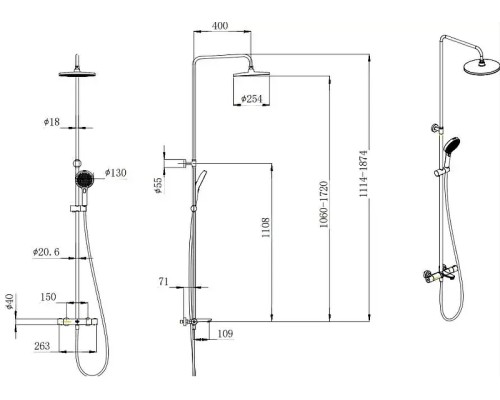 Душевая система Kerama Marazzi Fonte FO.301.KM.CR с термостатом цвет Хром