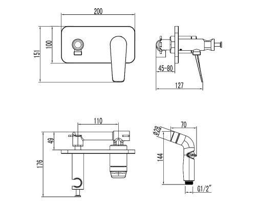 Гигиенический душ со смесителем Lemark Bronx LM3720MW цвет Белый матовый