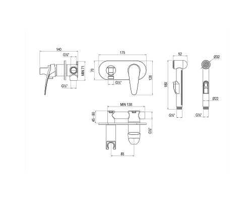 Гигиенический душ со смесителем Lemark Linara LM0419C цвет Хром