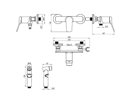 Гигиенический душ со смесителем Lemark Ortus LM11318C цвет Хром