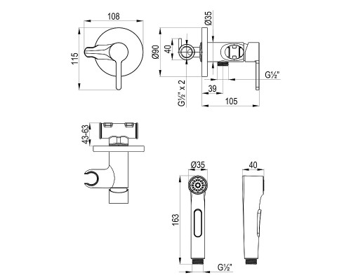 Гигиенический душ со смесителем Lemark Solo LM7174C цвет Хром
