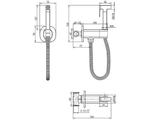 Гигиенический душ со смесителем Lemark Solo LM7172GM Графит