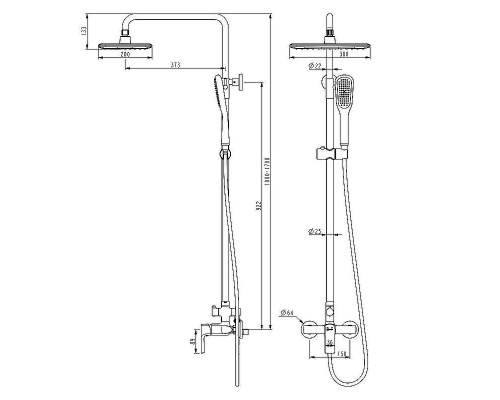 Душевая система Lemark Ursus LM7260BL Черная