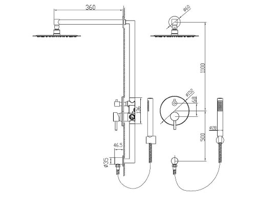 Душевая система RGW Shower Panels SP-51 21140851-01 Хром