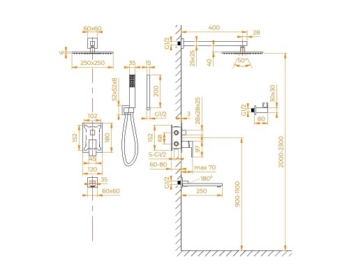 Душевая система RGW Shower Panels SP-56G 51140856-06 Золото
