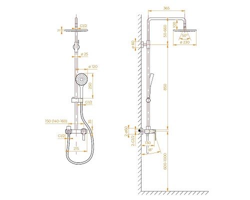 Душевая система RGW Shower Panels SP-31B 51140131-04 Черная матовая