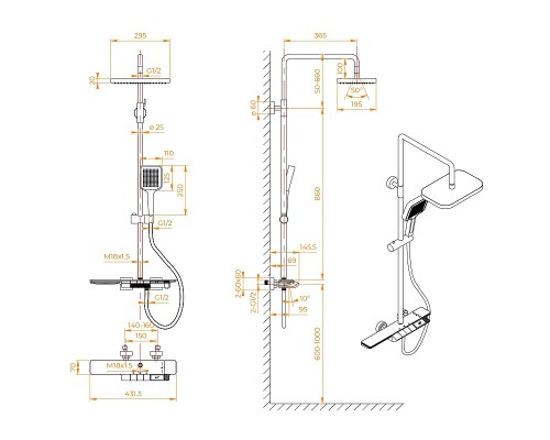 Душевая система RGW Shower Panels SP-34W 51140134-03 с термостатом Белая