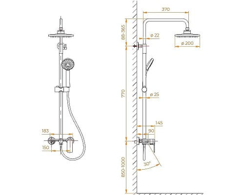 Душевая система RGW Shower Panels SP-26B 59140126-04 Черная