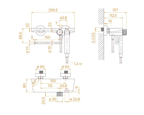 Гигиенический душ со смесителем RGW Shower Panels 581408220-01 цвет Хром