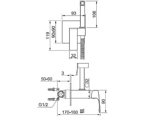 Гигиенический душ со смесителем Raglo R01.52 Хром