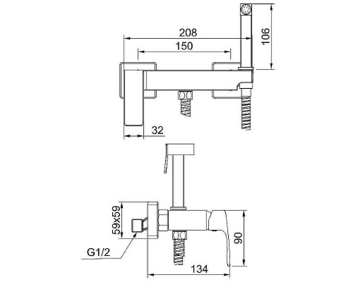 Гигиенический душ со смесителем Raglo R01.51.03 Золото матовое