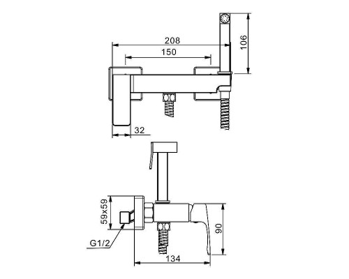 Гигиенический душ со смесителем Raglo R01.51.09 Графит матовый