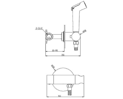 Гигиенический душ со смесителем Raglo R23.56.06 с термостатом Черный матовый
