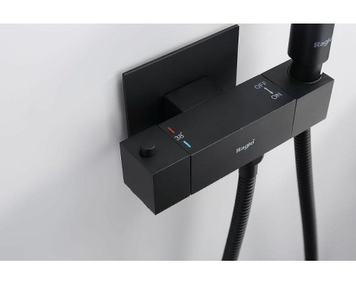 Гигиенический душ со смесителем Raglo R24.56.06 с термостатом Черный матовый