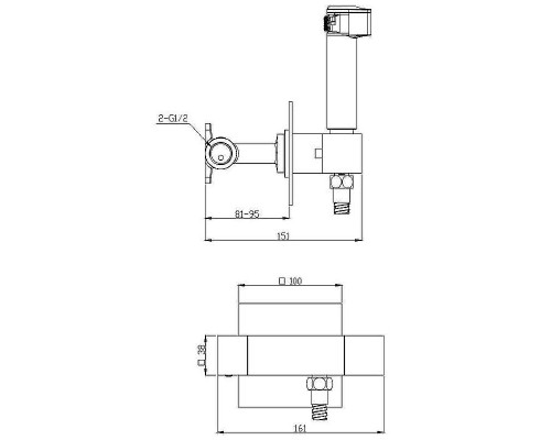 Гигиенический душ со смесителем Raglo R24.56.06 с термостатом Черный матовый