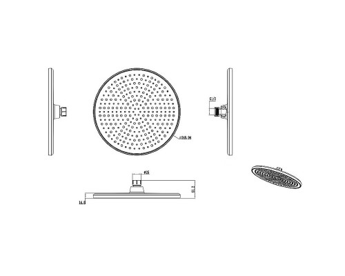 Верхний душ Raglo R451.50.03 цвет Золото матовое