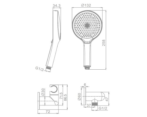 Душевой гарнитур Raglo R476.42.03 цвет Золото матовое