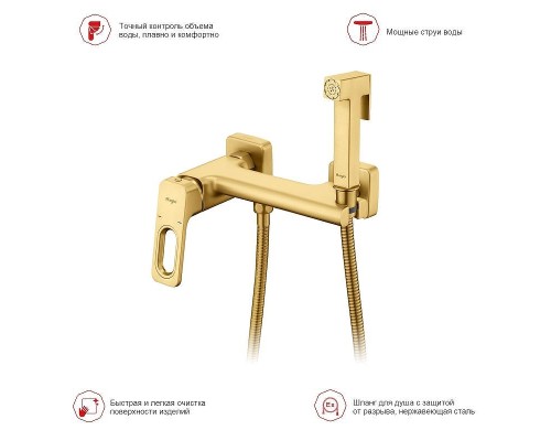 Гигиенический душ со смесителем Raglo R51.51.03 цвет Золото матовое