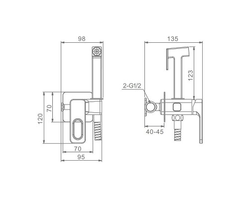 Гигиенический душ со смесителем Raglo R51.52.03 цвет Золото матовое