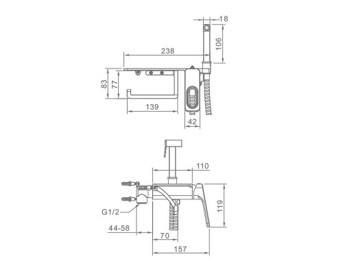 Гигиенический душ со смесителем Raglo R51.55 цвет Хром