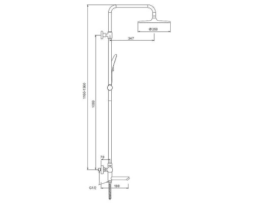 Душевая система Splenka S223.26.06 с термостатом Черная матовая